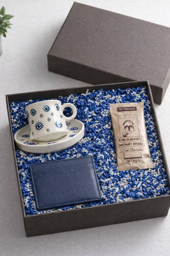 DERİ KARTLIK FİNCAN KAHVE KUTULU SET