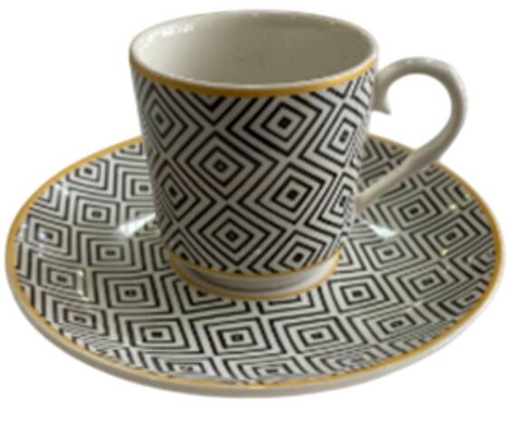 DESENLİ KAHVE FİNCANI SİYAH