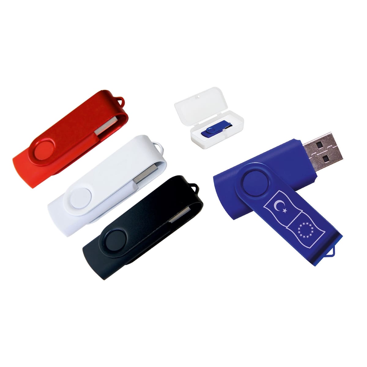 Döner Kapaklı Renkli Metal Usb Flash Bellek