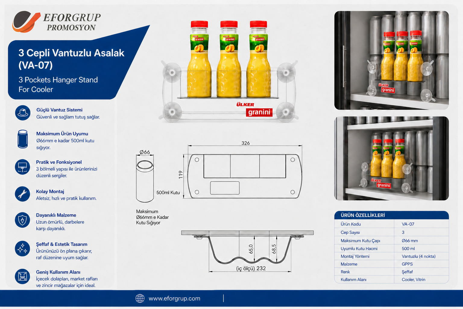 3 Cepli Vantuzlu Asalak Stand VA-07 - 500 ml
