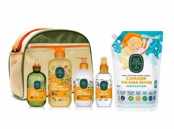 Eyüp Sabri TuncerDoğal İçerikli Zeytinyağlı Bebek Bakım Seti - Çanta Hediyeli