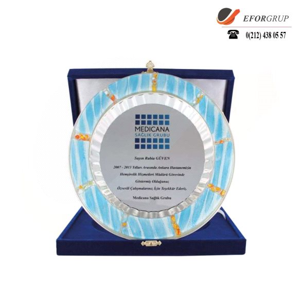 Renkli Gümüş Tabak Plaket