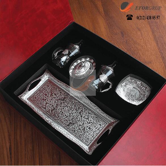 Gümüş Tepsili Çay Bardağı Seti