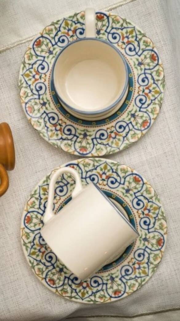 Heda Porselen Saraylı 12 Parça 6 Kişilik Porselen Kahve Fincan Takımı 100 ml