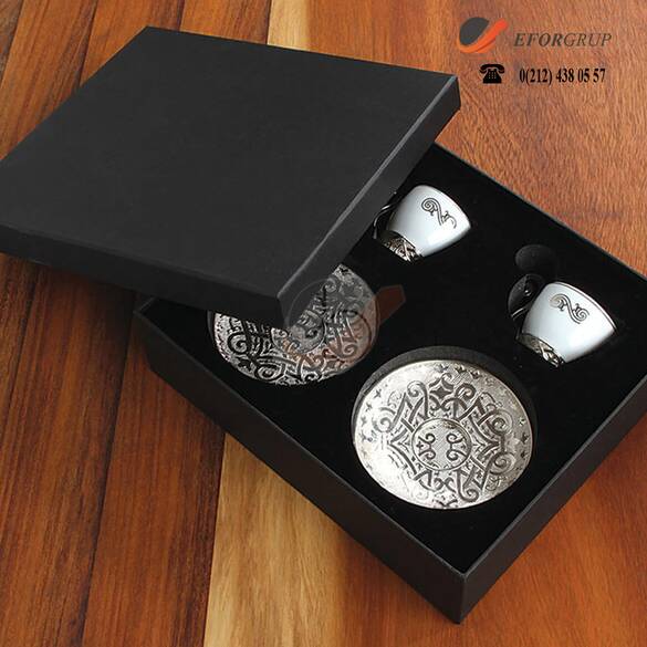 İşlemeli 2'li Türk Kahvesi Fincanı Seti