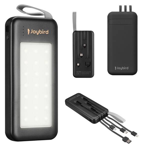 jyb104 10000mAh PRM 2*USB+Type-C+Micro+Lightning LED Aydınlatmalı Siyah Taşınabilir Pil Şarj Cihazı Powerbank