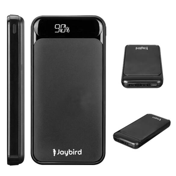jyb105 10000mAh Powerbank 2 Usb Port Siyah Kablosuz LCD Ekranlı Taşınabilir Pil Şarj Cihazı