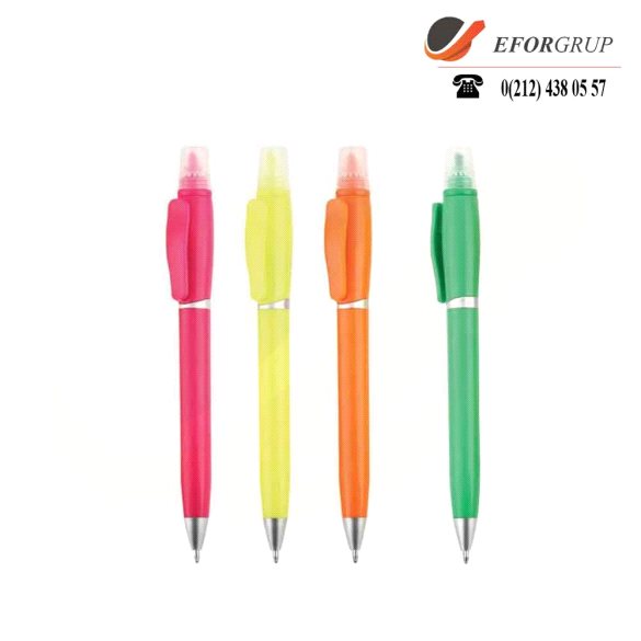 Kapaklı Fosforlu Çevirmeli Tükenmez Kalem