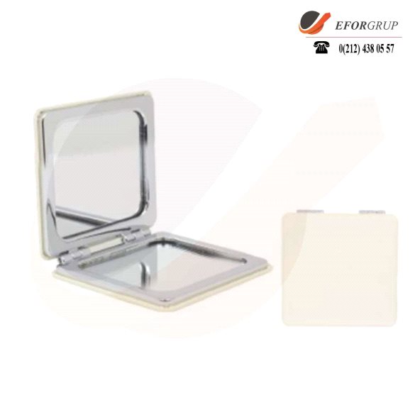 Kare Suni Deri Cep Aynası