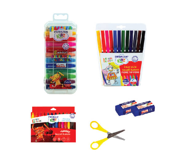 KIRTASİYE SETİ - BOYA KALEMİ MAKAS SİLGİ