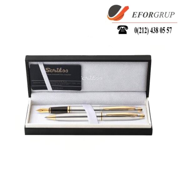 Knight Gümüş-Krom 2'Li Tükenmez,Dolma Kalem Seti