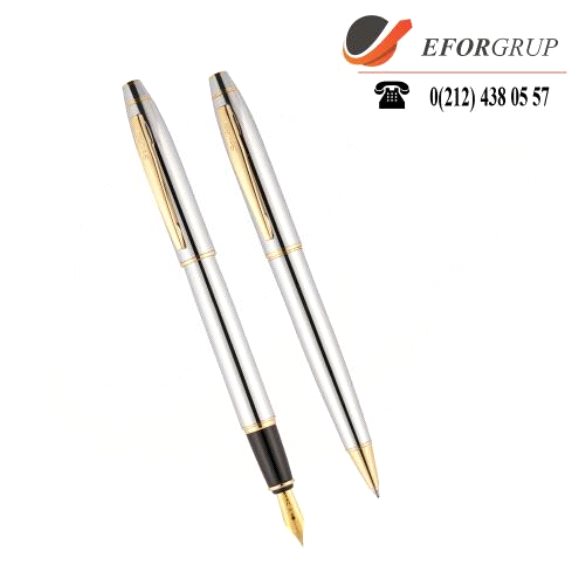 Knight Gümüş-Krom 2'Li Tükenmez,Dolma Kalem Seti