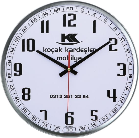 Metal Çerçeve Bombe Cam Duvar Saati 35 Cm