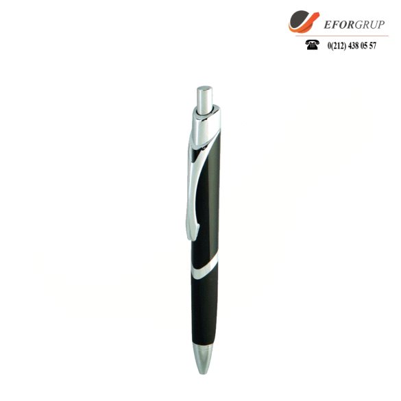 Metal Siyah Tükenmez Kalem (Gümüş Klipsli)