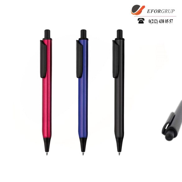 Siyah Klipsli Promosyon Metal Tükenmez Kalemler