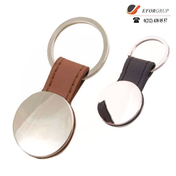 Metal Yuvarlak Anahtarlık (Taba ve Siyah)