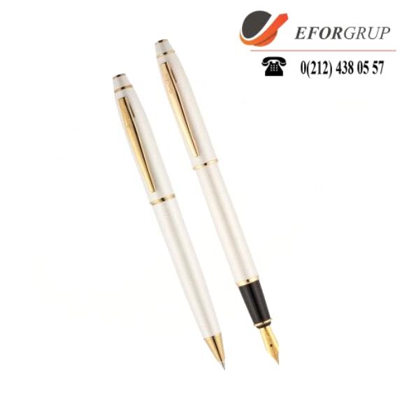Noble Beyaz-Altın 2'Li Dolma,Tükenmez Kalem Seti