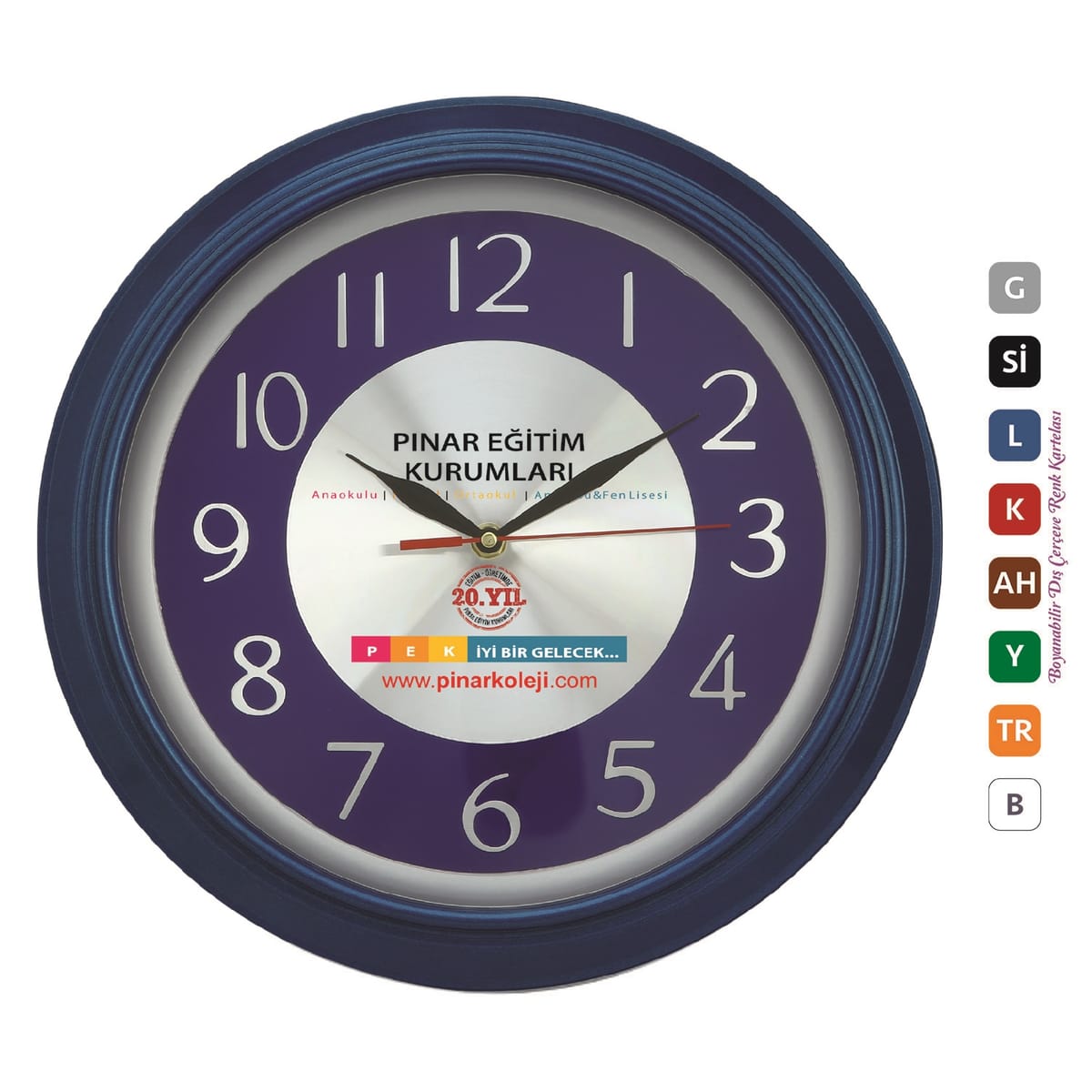 Plastik çErçeve çEmberli Metal Kadran Duvar Saati 34 Cm