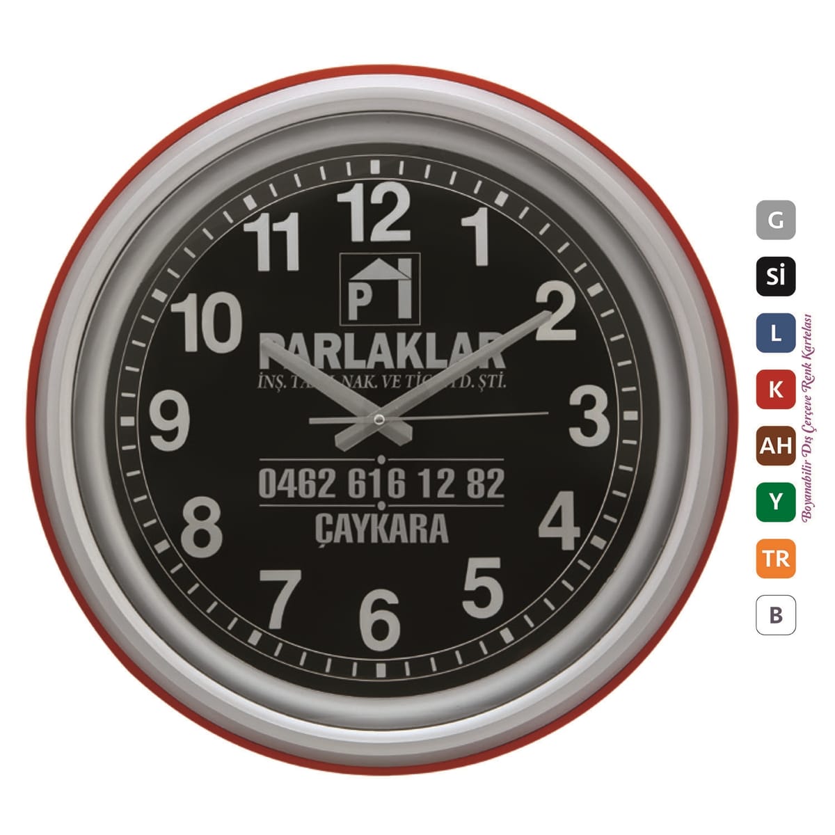 Plastik çErçeve çEmberli Metal Kadran Duvar Saati 46 Cm