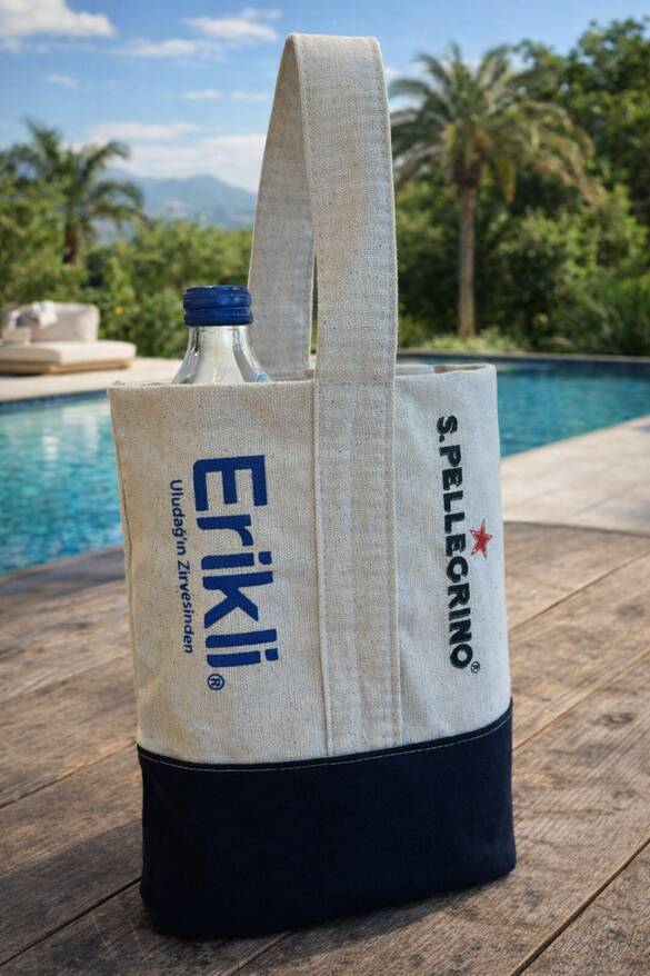 Premium Canvas Kumaş Şişe Taşıma Çantası