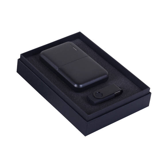 PROMOSYON KUTULU HEDİYE SETİ / POWERBANK USB BELLEK SİYAH