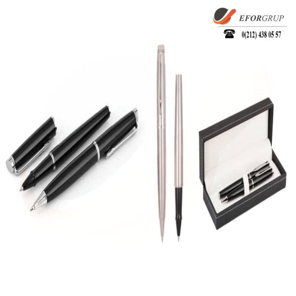 Promosyon Siyah Roller Tükenmez Kalem Seti