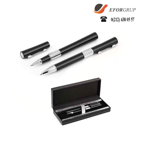 Gümüş Detaylı Roller Tükenmez Kalem Seti