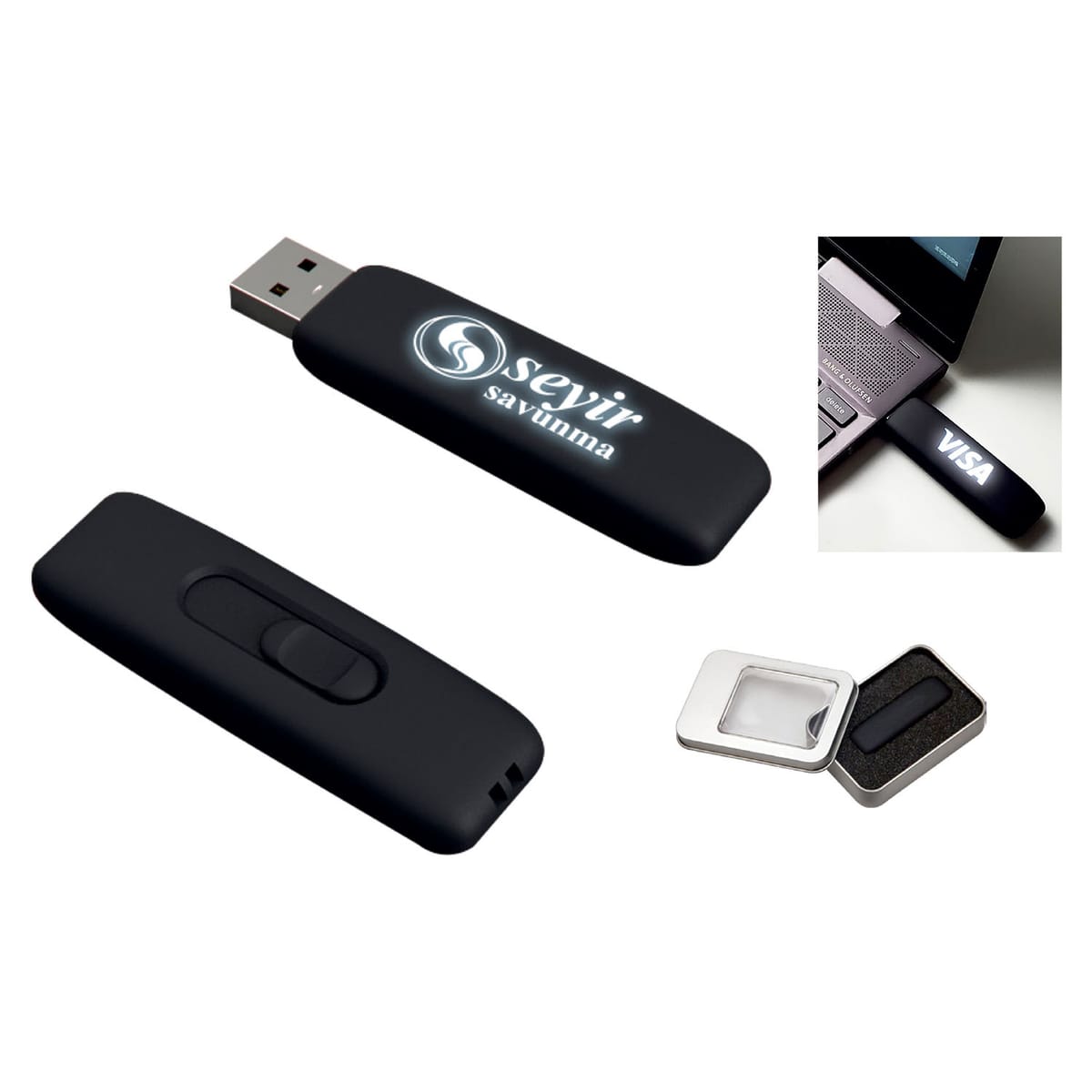 Rubber Gövde ışıKlı Lazer Kazıma Usb Flash Bellek