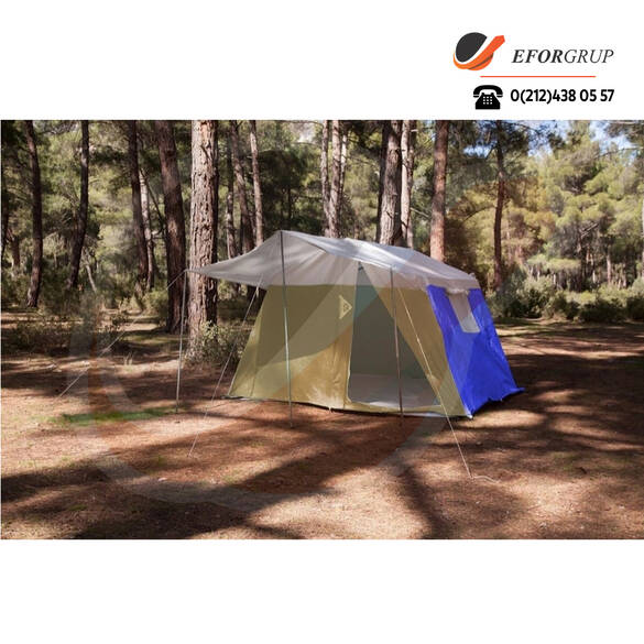 Tek Odalı Suni Deri Kamp Çadırı - Krem Mavi