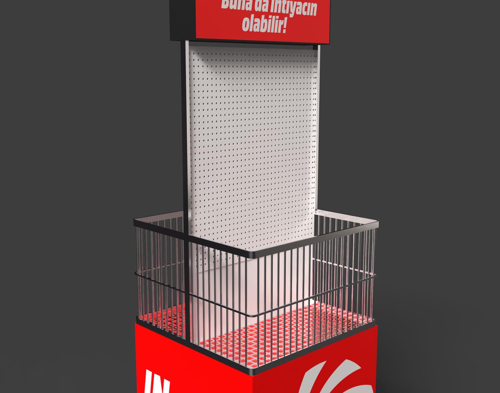 Tekerlekli Metal Sepetli Askılı Teşhir Standı