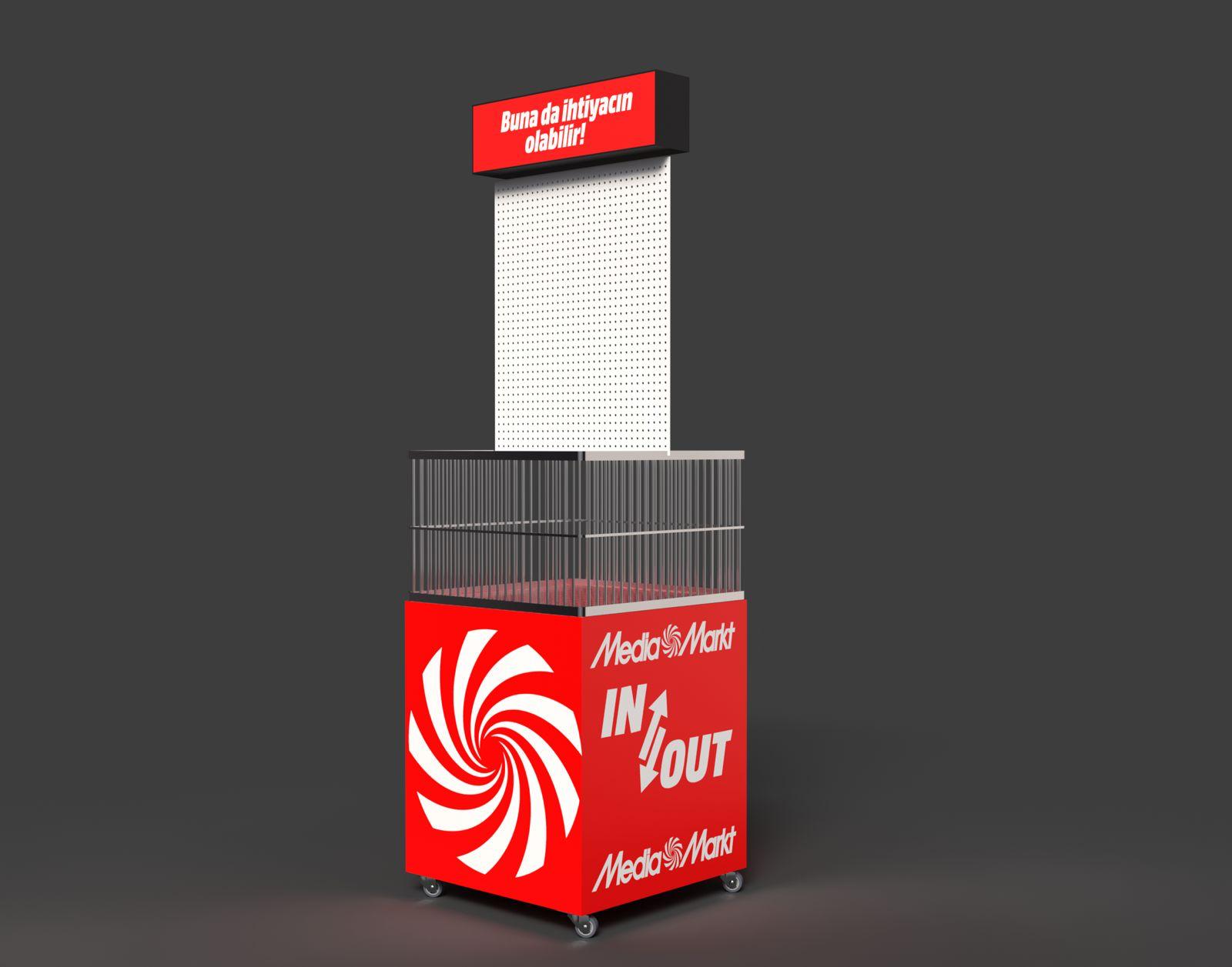 Tekerlekli Metal Sepetli Askılı Teşhir Standı