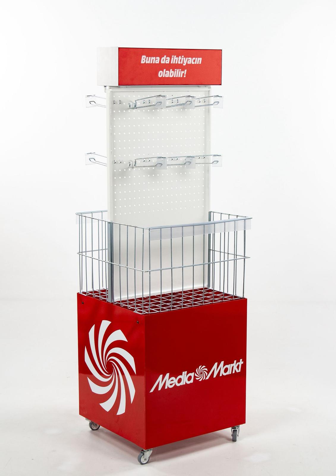 Tekerlekli Metal Sepetli Askılı Teşhir Standı