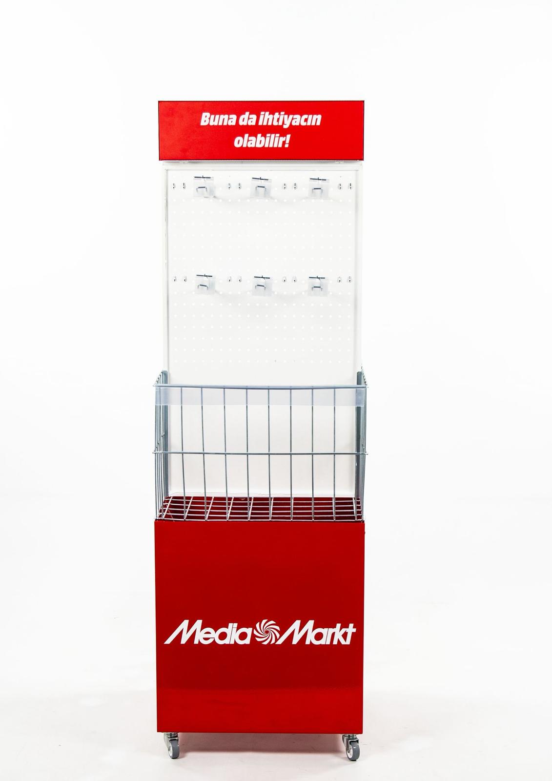 Tekerlekli Metal Sepetli Askılı Teşhir Standı