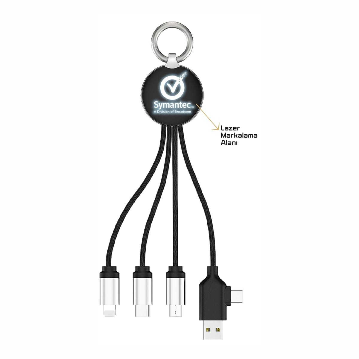 Type-C Klipsli, ışıKlı şArj Kablosu 15 Cm Kılıfsız