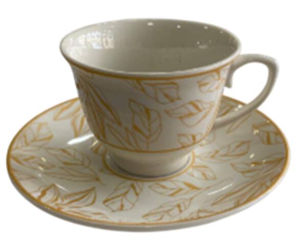 YAPRAK DESENLİ KAHVE FİNCANI SARI