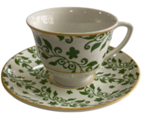 YAPRAK DESENLİ KAHVE FİNCANI YEŞİL