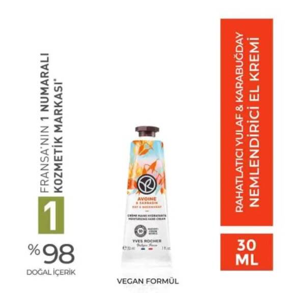 YVES ROCHER  Nemlendirici El Kremi - Rahatlatıcı Yulaf & Karabuğday - 30ml