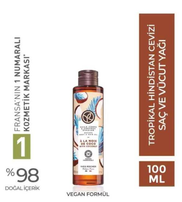 YVES ROCHER Saç ve Vücut Yağı - Tropikal Hindistan Cevizi - 100ml